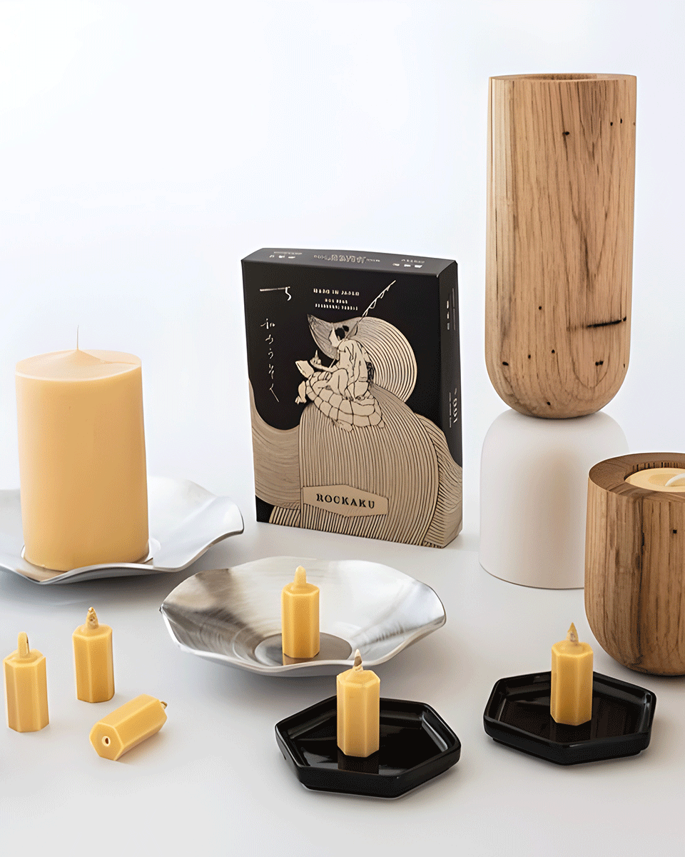 Daiyo Reiskleiewachskerze ROKKAKU [Sechseck]